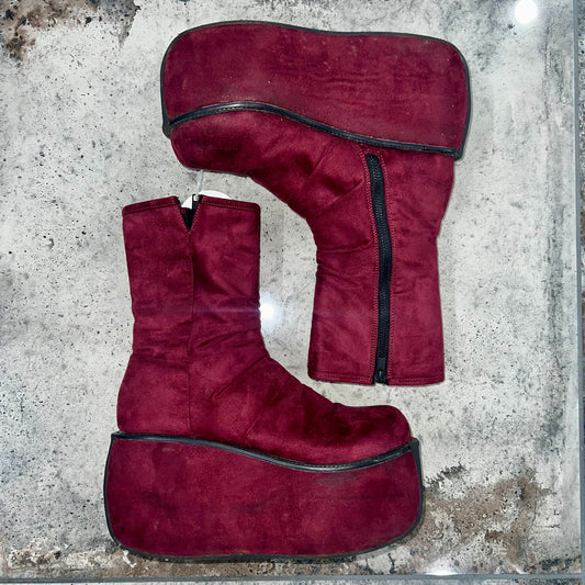 'Demonia' Chunky Velvet Platform Boots