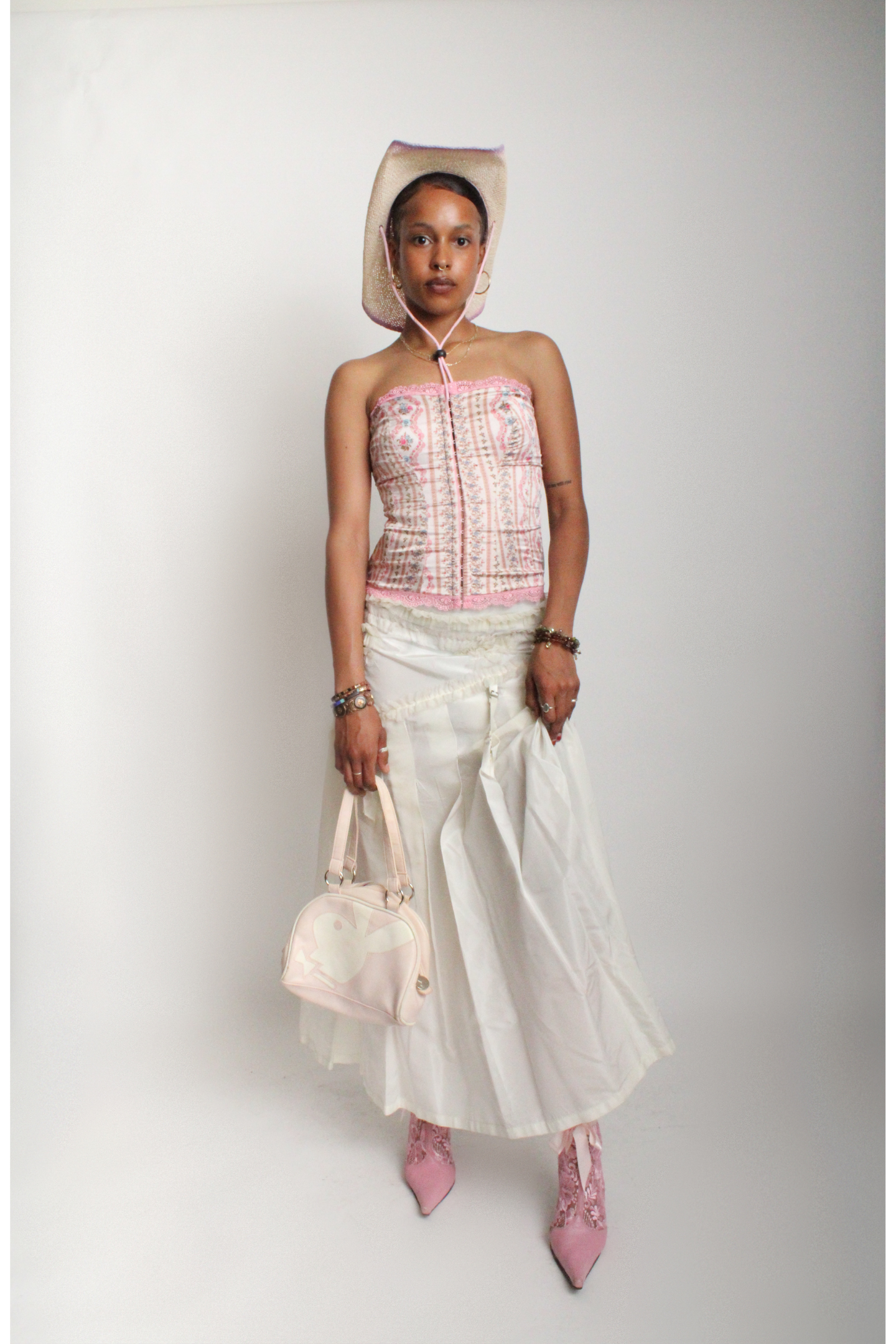 Deadstock Vintage Designer Ruffle Parachute Maxi Skirt Y2K 2000s