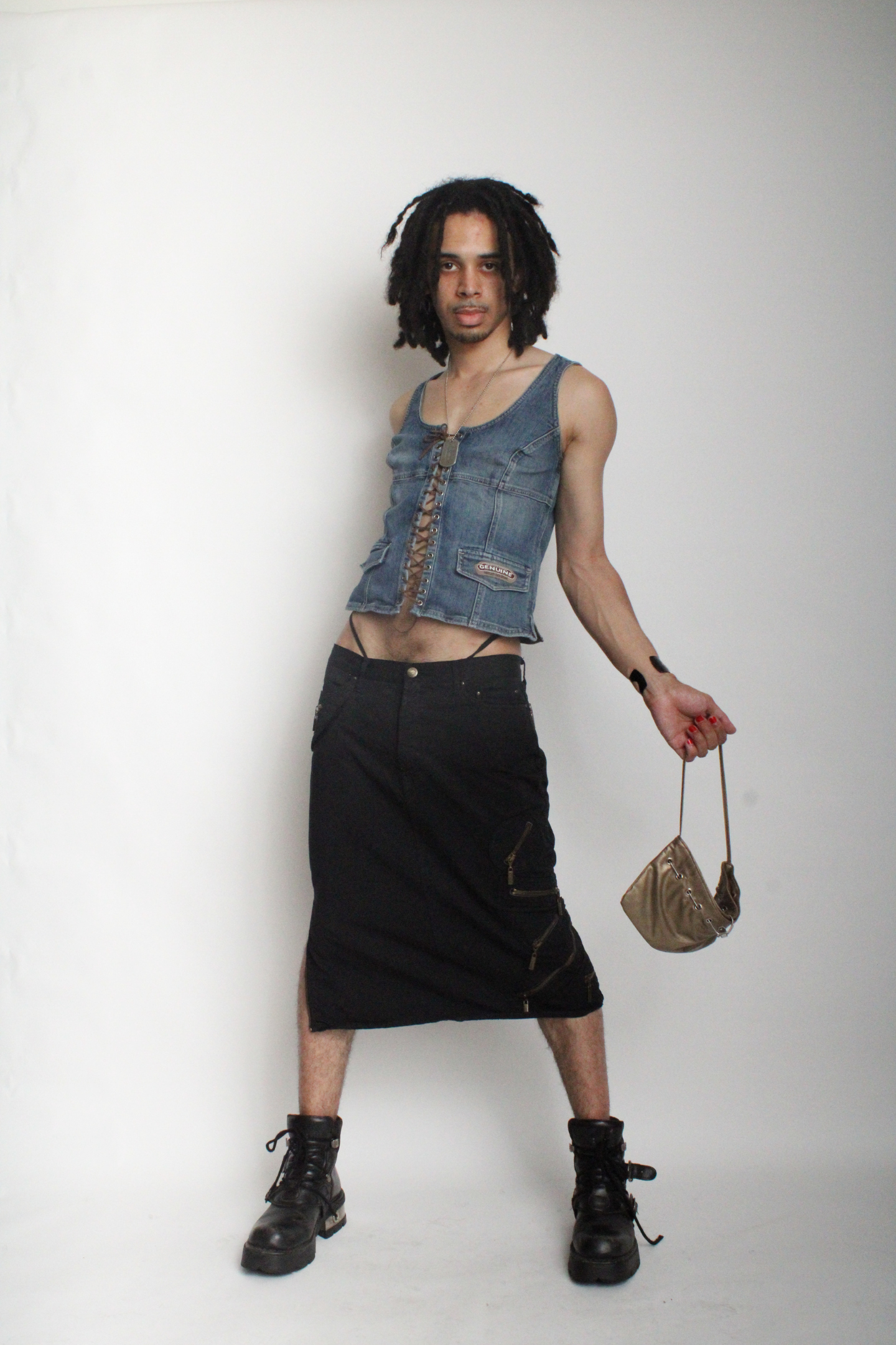 Vintage Patchwork Midi Skirt Y2K 2000s