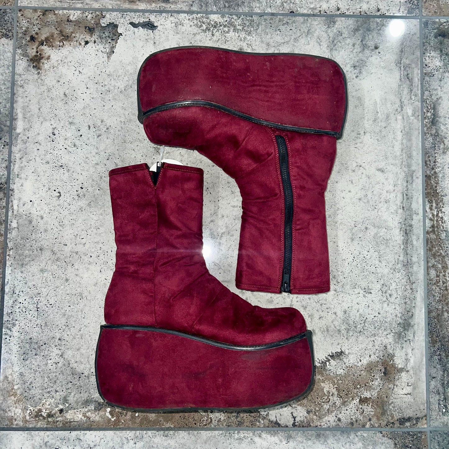 'Demonia' Chunky Velvet Platform Boots
