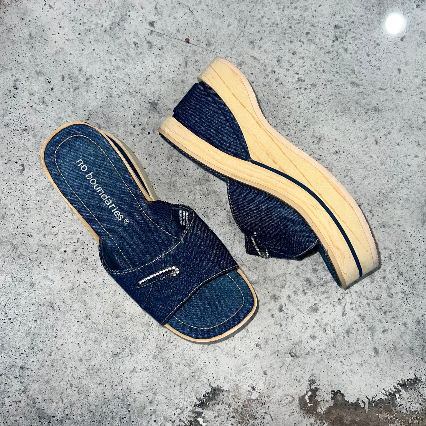 Vintage 00s 'No Boundaries' Chunky Denim Sandals