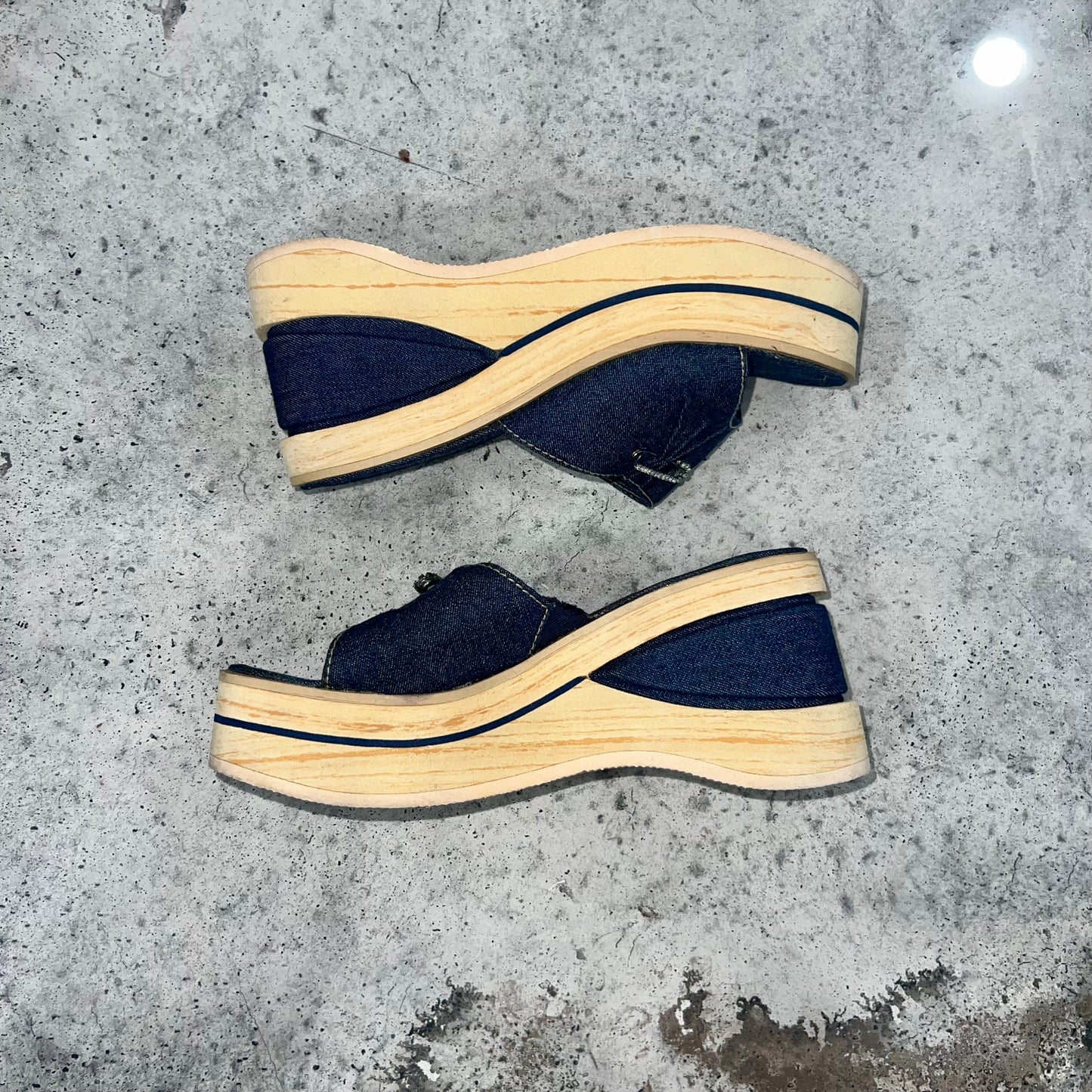 Vintage 00s 'No Boundaries' Chunky Denim Sandals