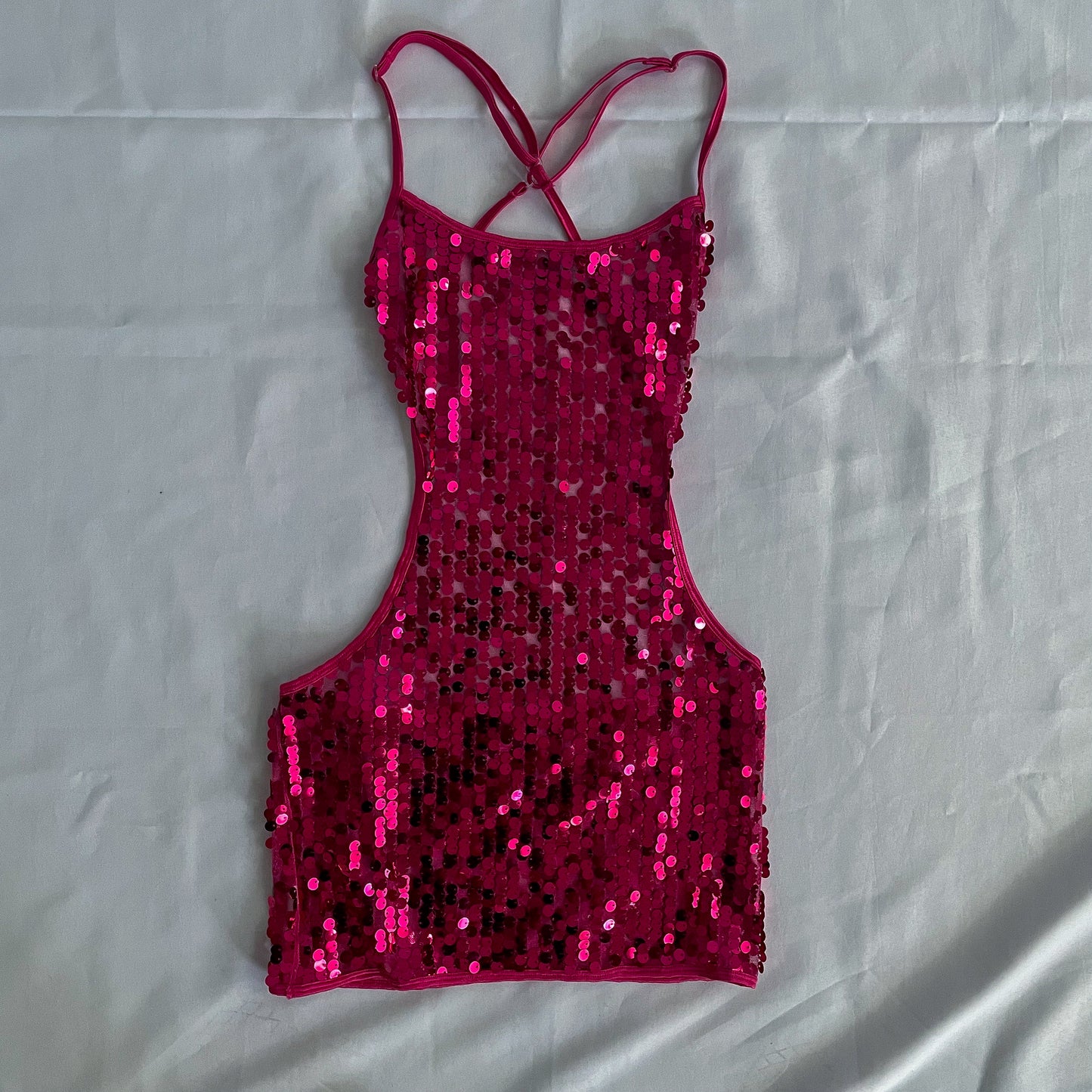 Vintage Sequencing Backless Mini Dress Y2K 2000s
