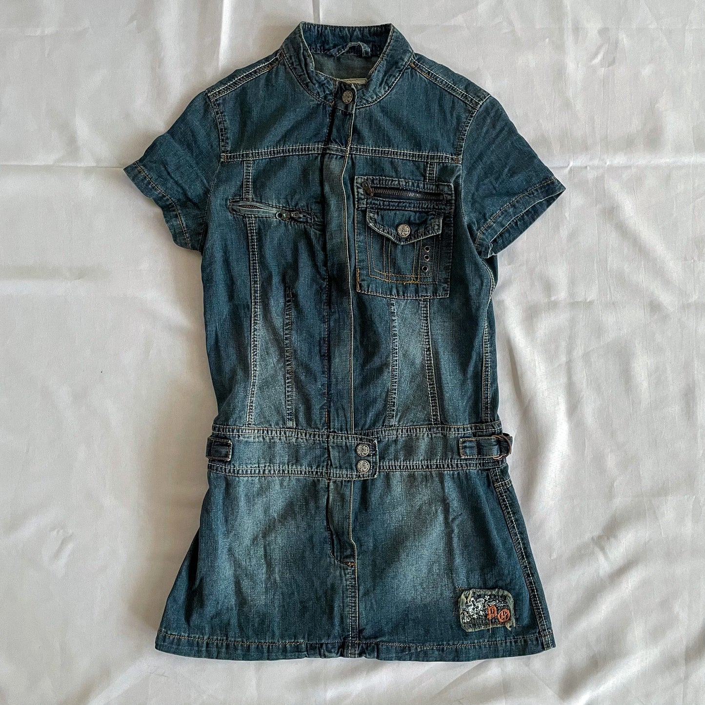 Vintage Denim Moto Dress Y2K 2000s