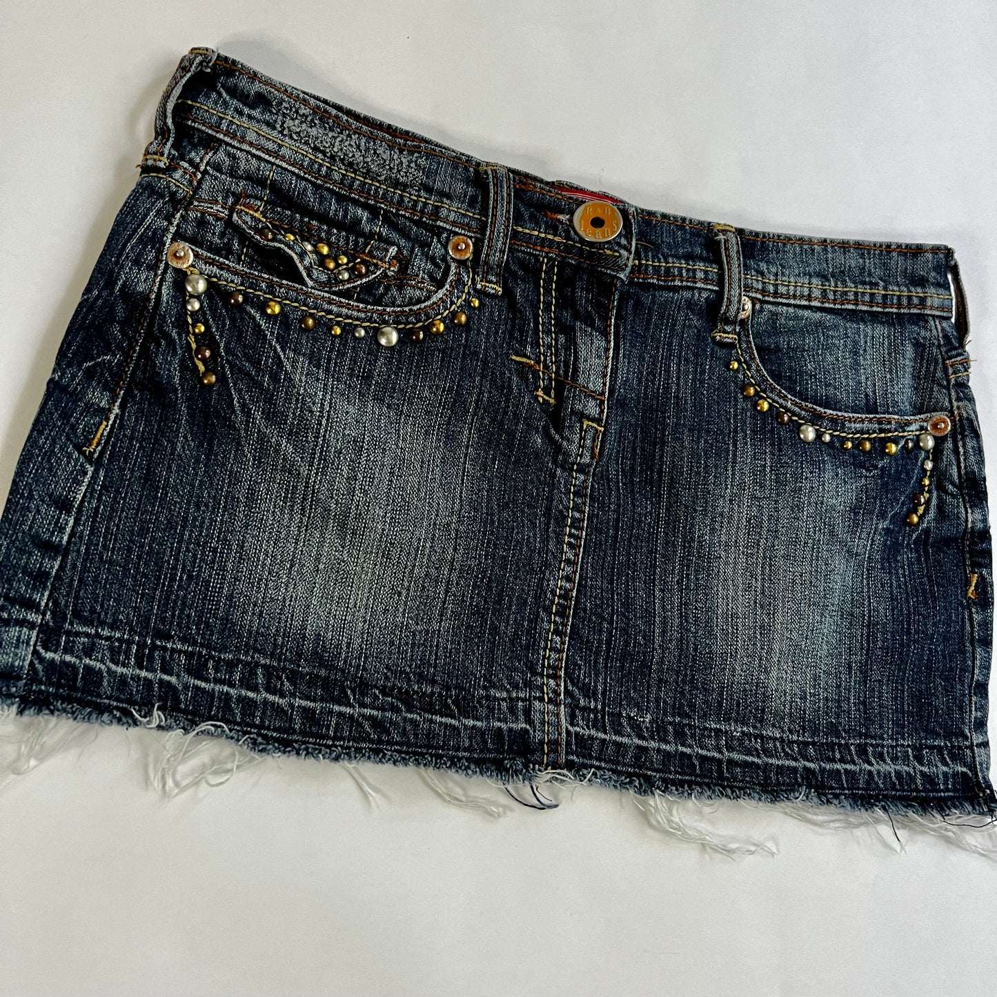 Vintage 2000s Denim Pleated Mini Skirt
