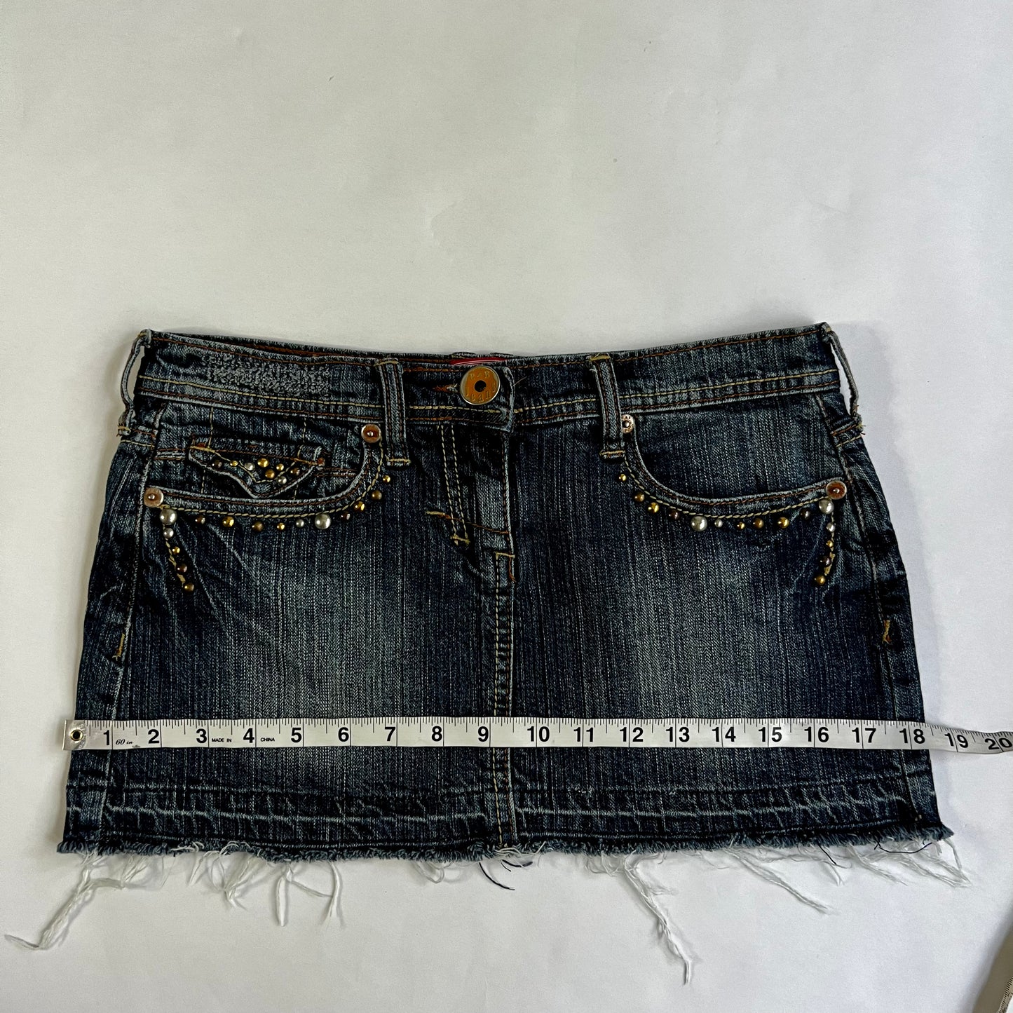 Vintage 2000s Denim Pleated Mini Skirt