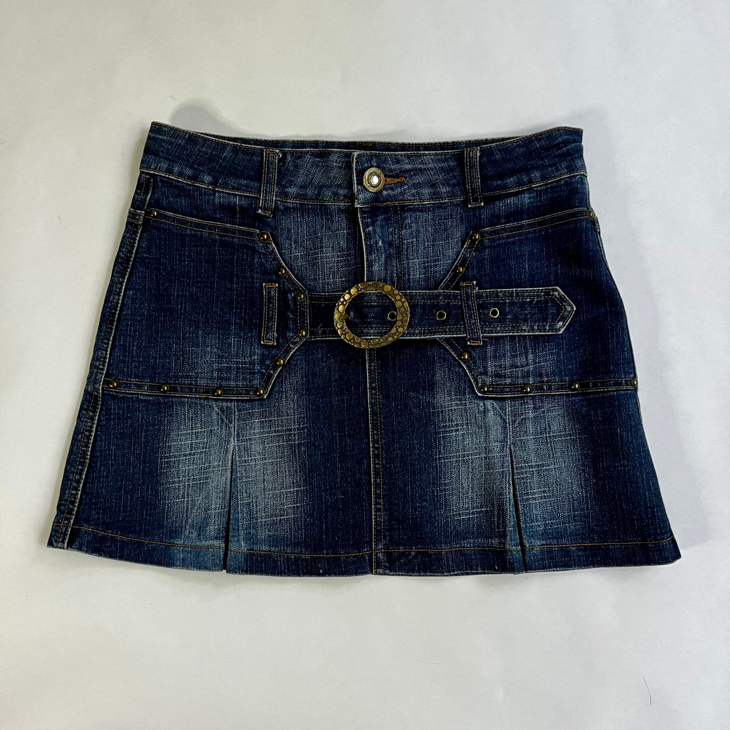 Vintage 2000s Denim Pleated Mini Skirt