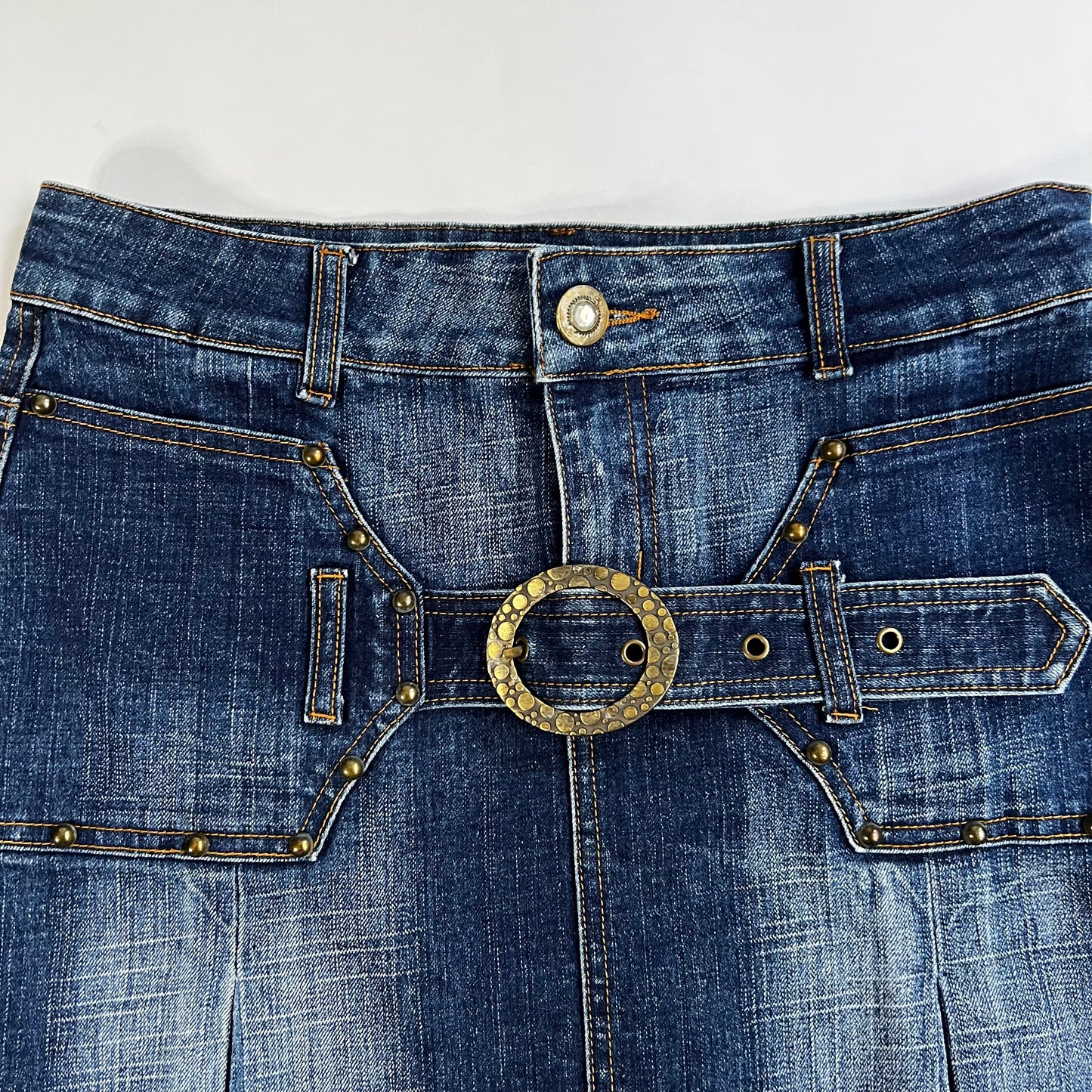 Vintage 2000s Denim Pleated Mini Skirt
