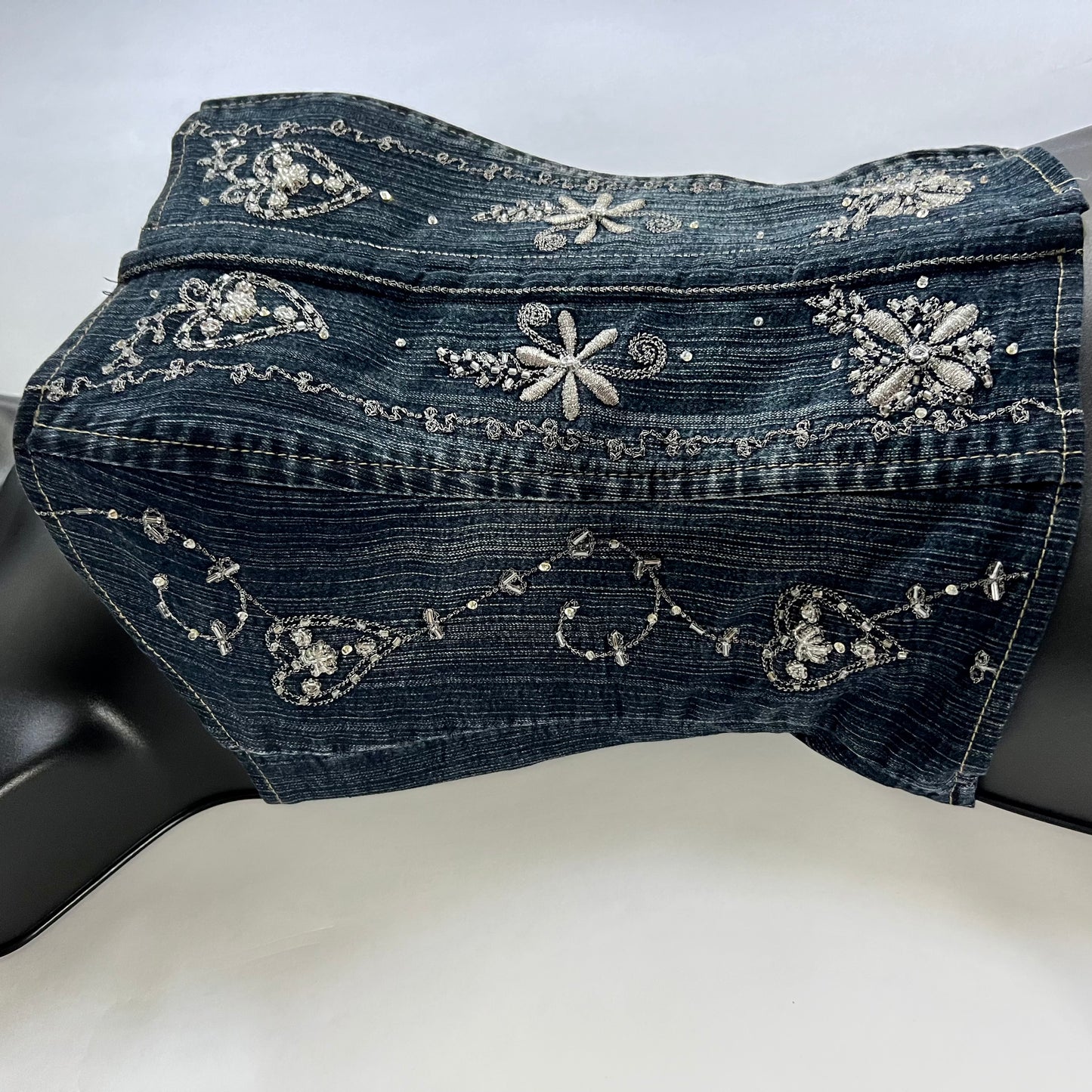 Vintage 2000s Denim Sequined Corset