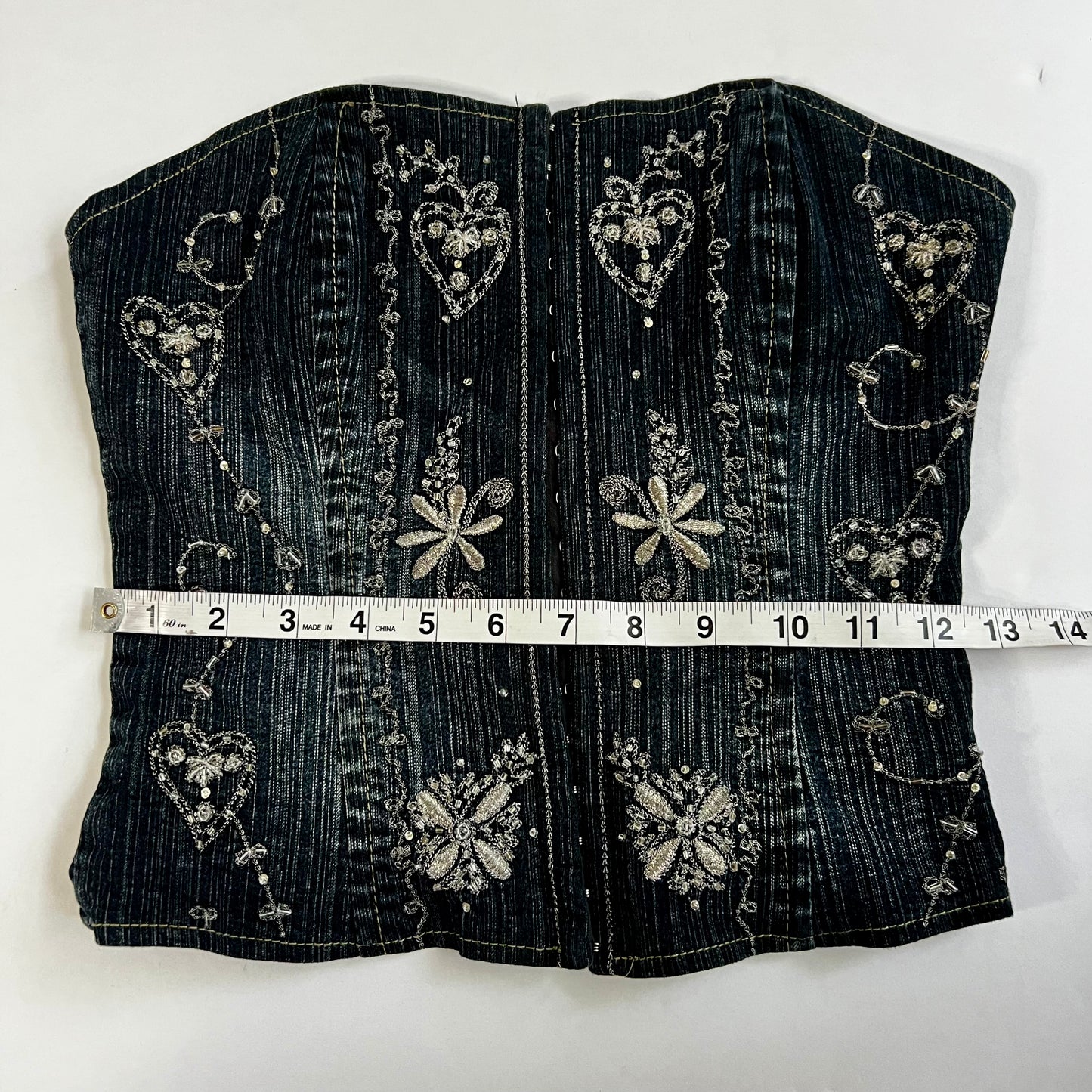 Vintage 2000s Denim Sequined Corset