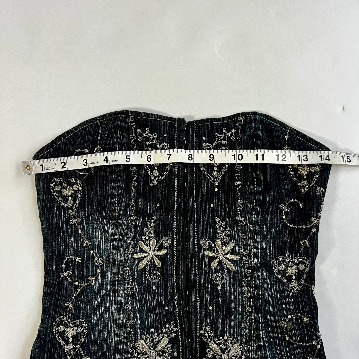 Vintage 2000s Denim Sequined Corset