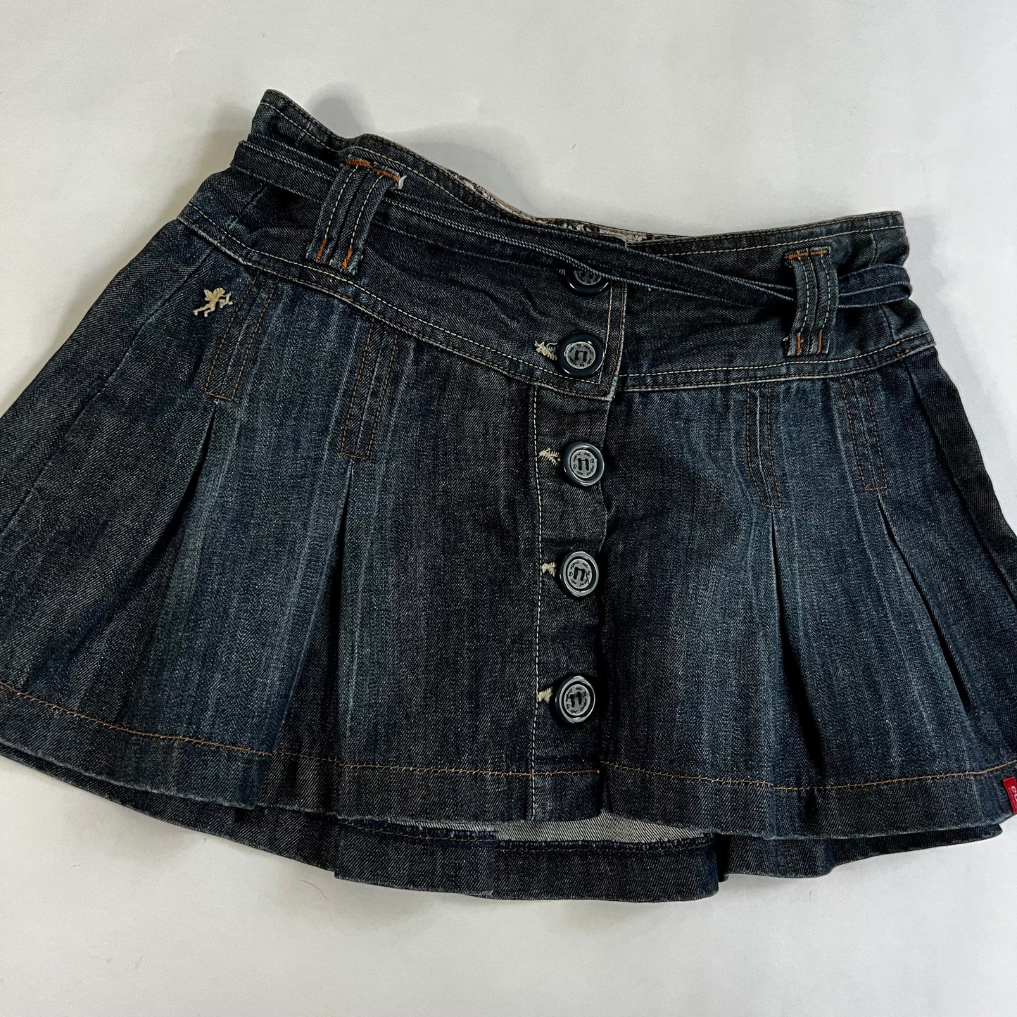 Vintage 2000s Denim Pleated Mini Skirt
