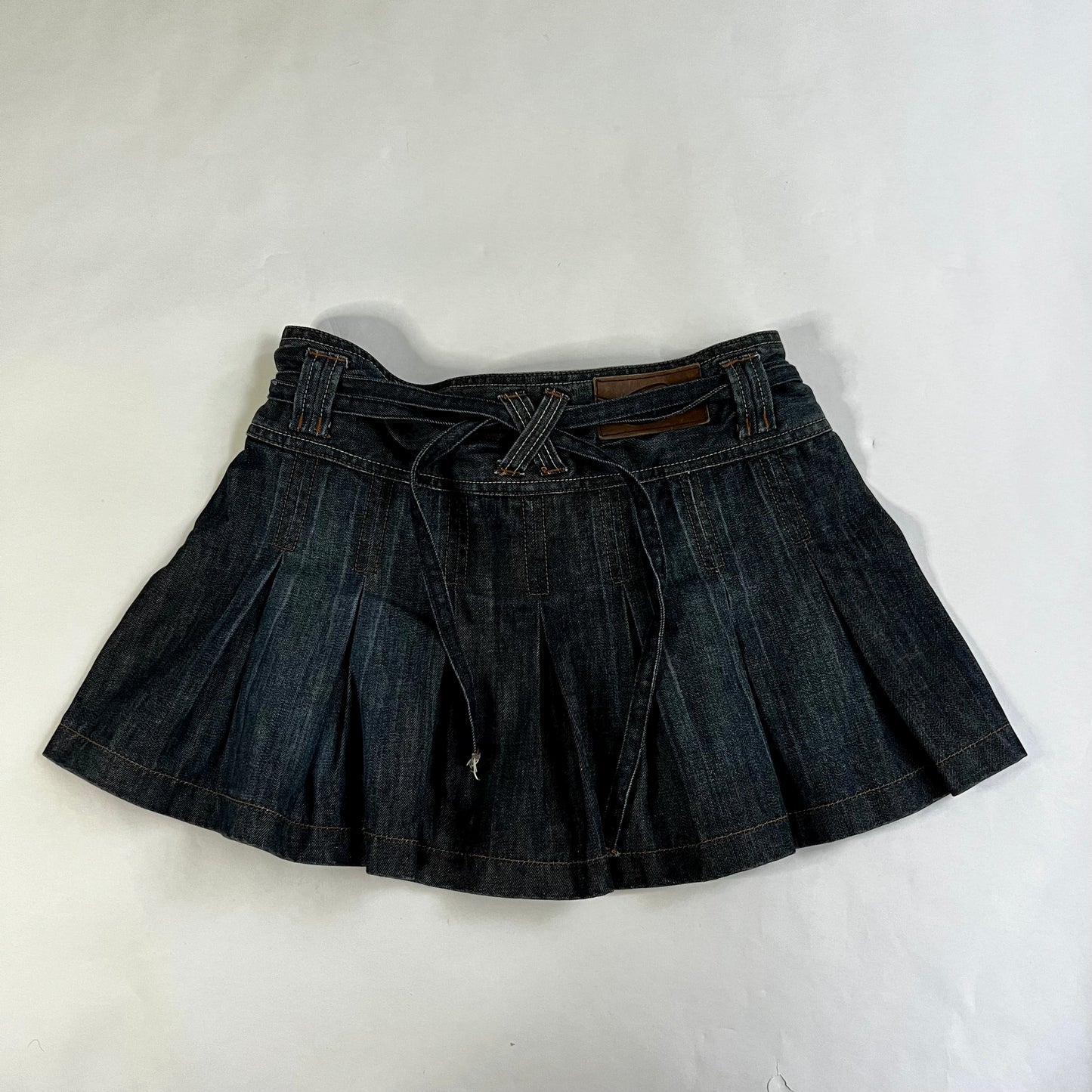 Vintage 2000s Denim Pleated Mini Skirt