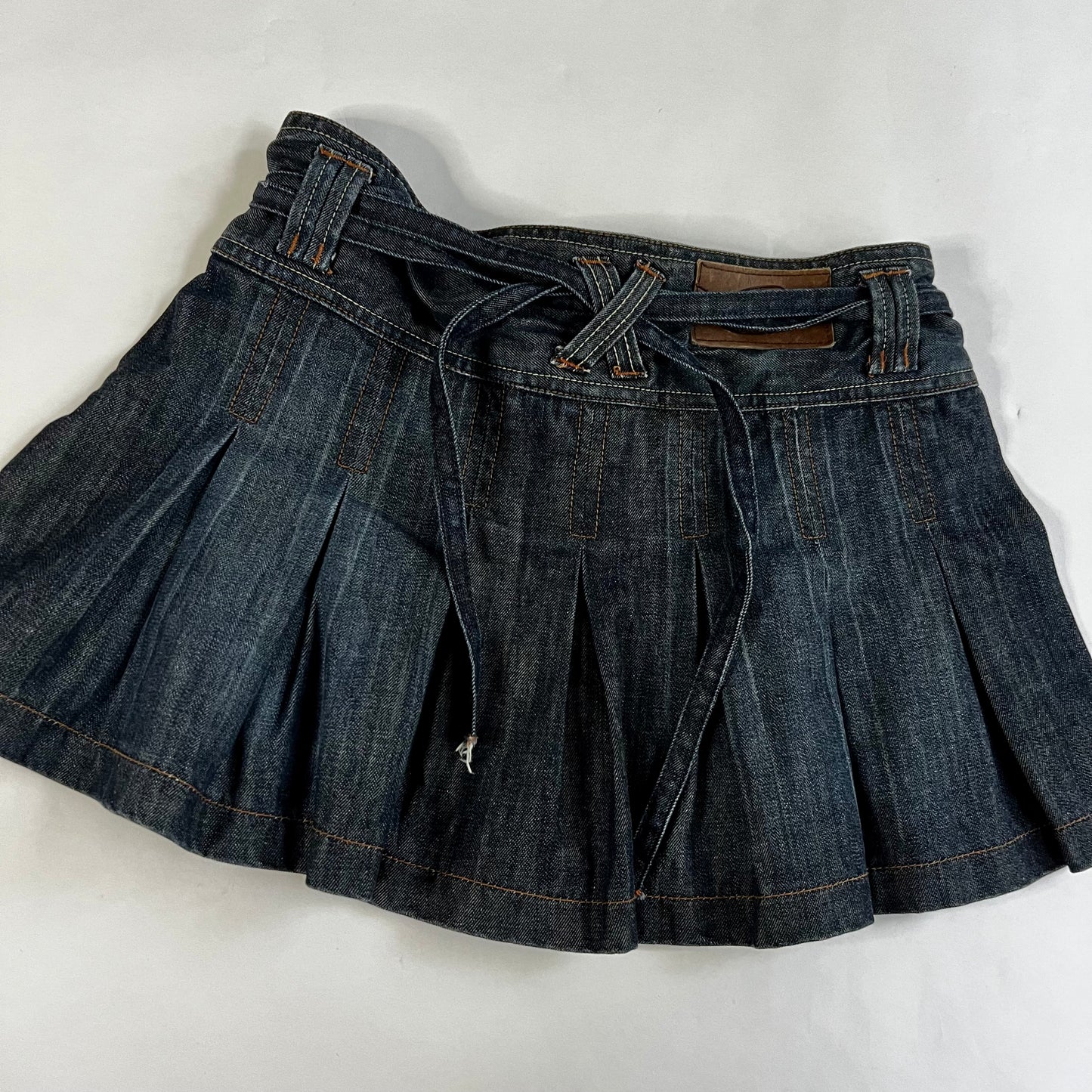 Vintage 2000s Denim Pleated Mini Skirt