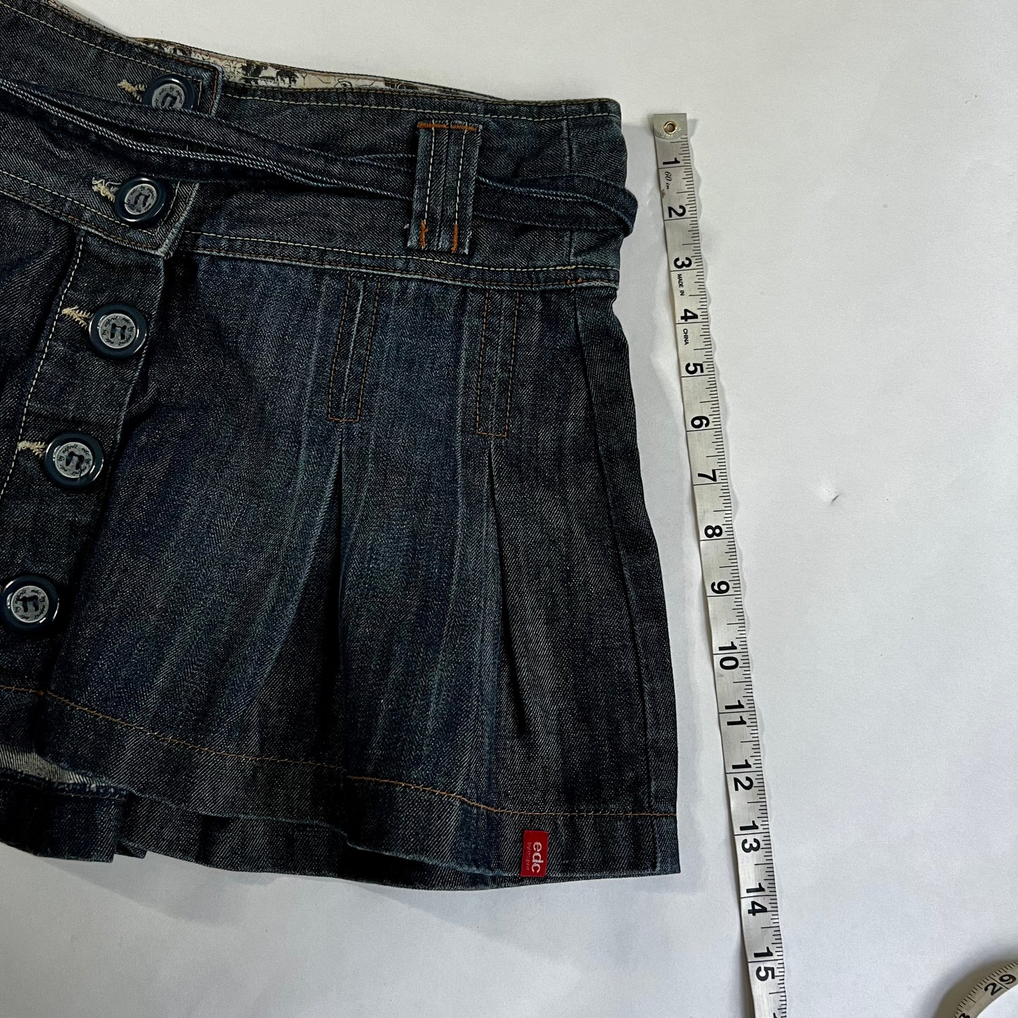 Vintage 2000s Denim Pleated Mini Skirt
