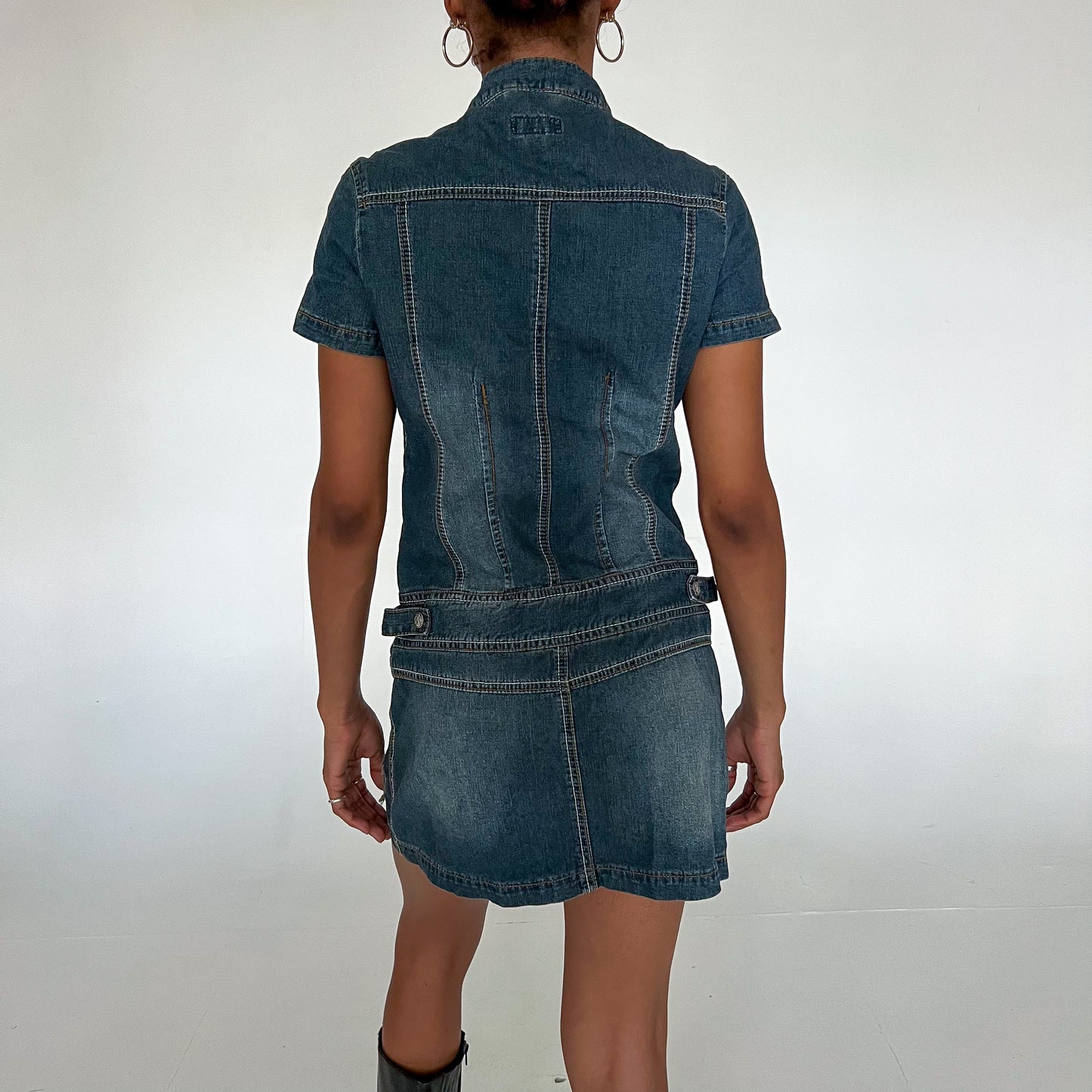 Vintage Denim Moto Dress Y2K 2000s