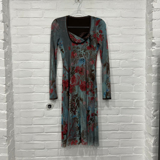 00s Floral Mesh Longsleeve Dress