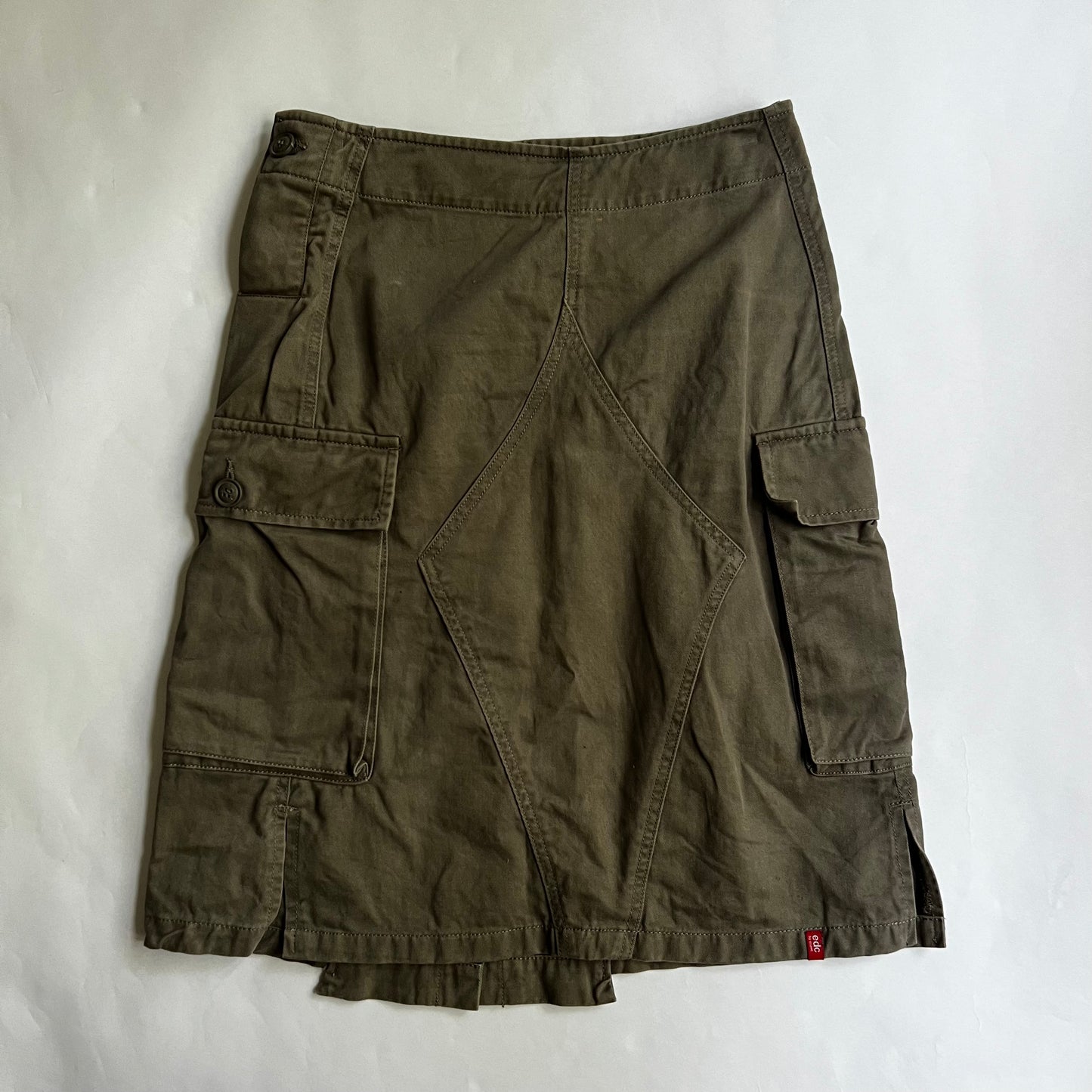 Vintage 2000s Army Girl Cargo Midi Skirt
