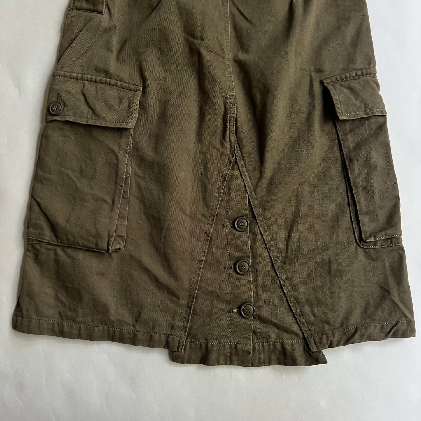 Vintage 2000s Army Girl Cargo Midi Skirt