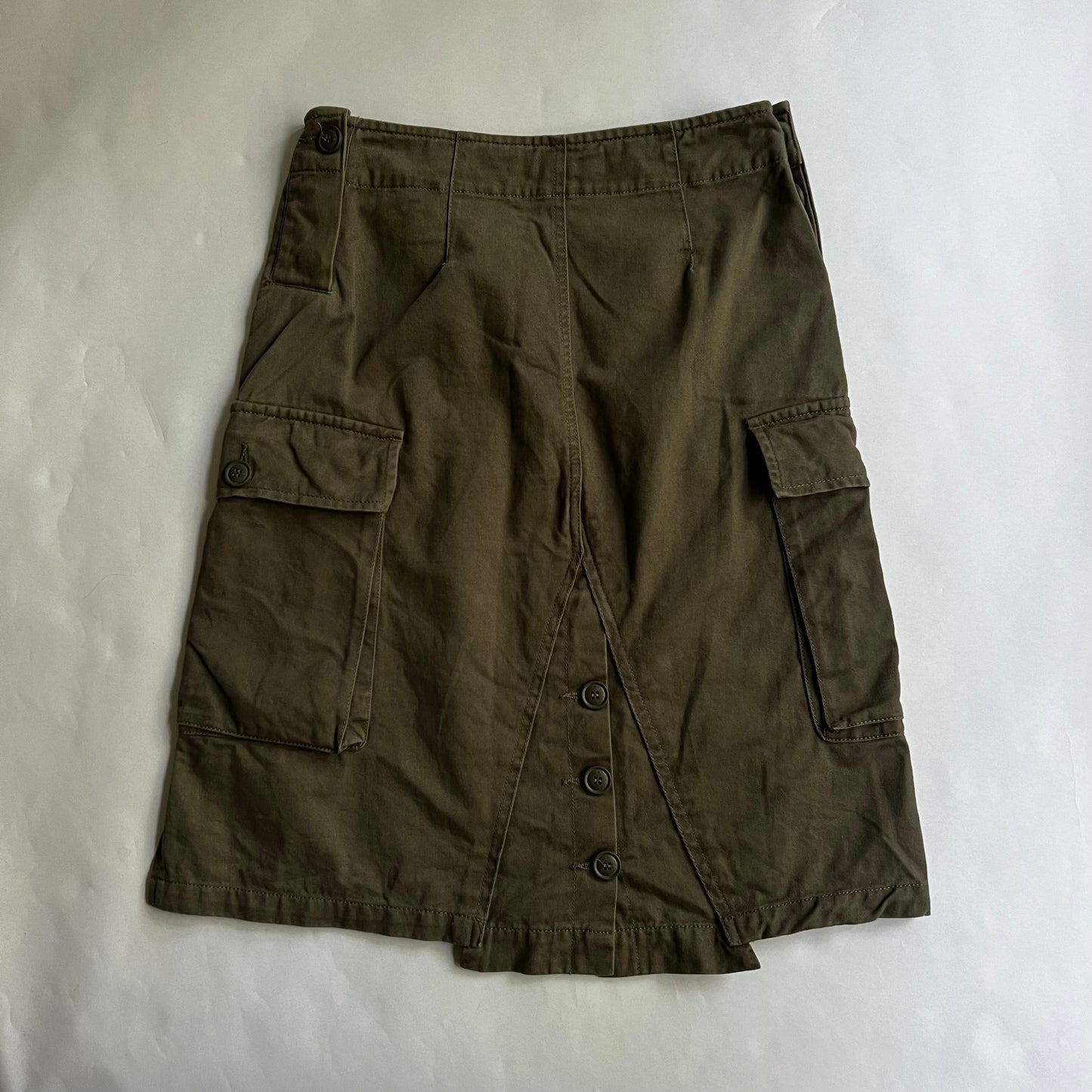 Vintage 2000s Army Girl Cargo Midi Skirt