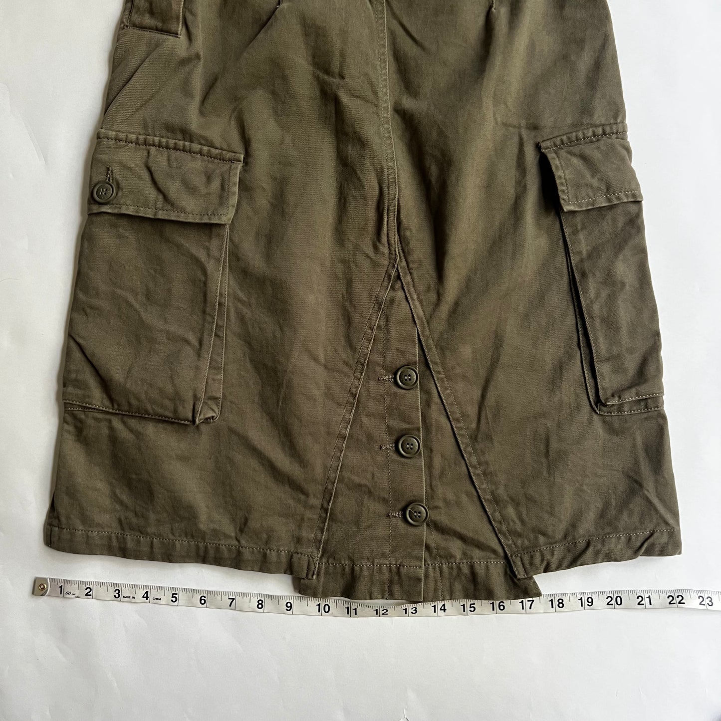 Vintage 2000s Army Girl Cargo Midi Skirt