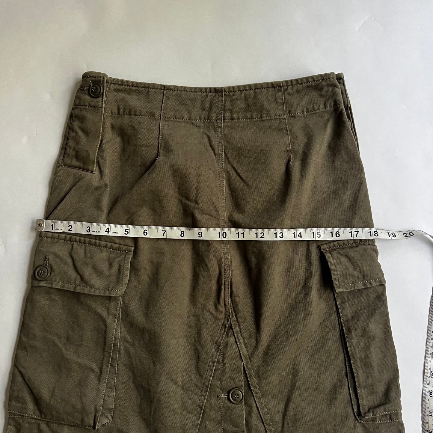 Vintage 2000s Army Girl Cargo Midi Skirt