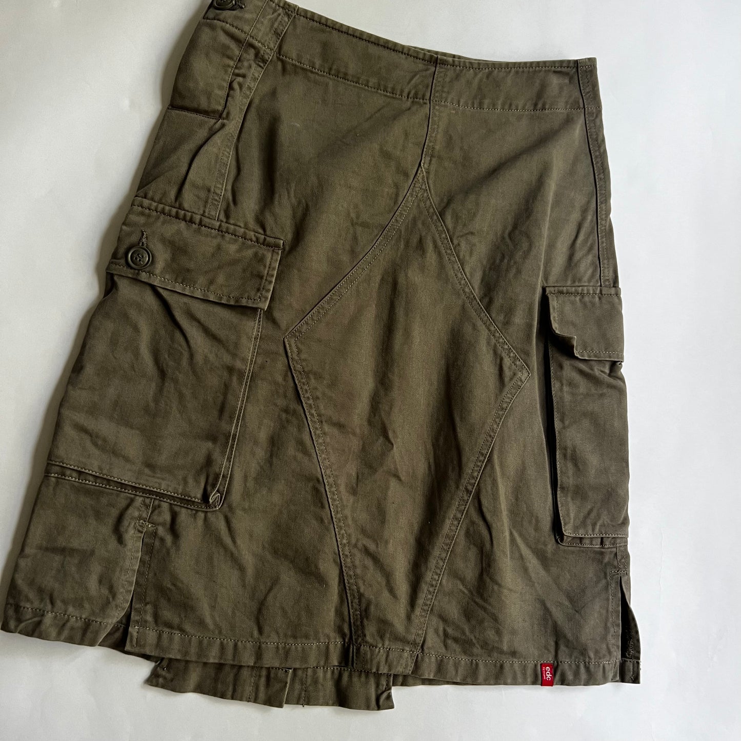 Vintage 2000s Army Girl Cargo Midi Skirt