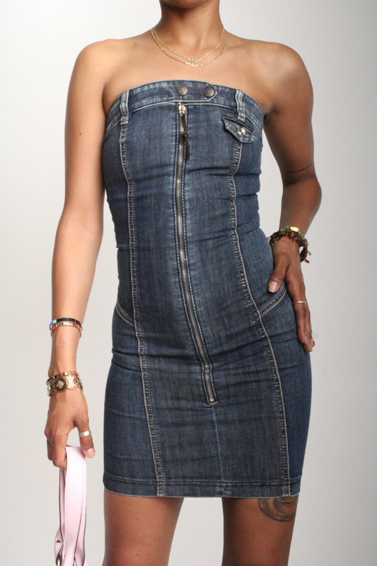 Vintage Miss Sixty Denim Tube Dress Y2K 2000s