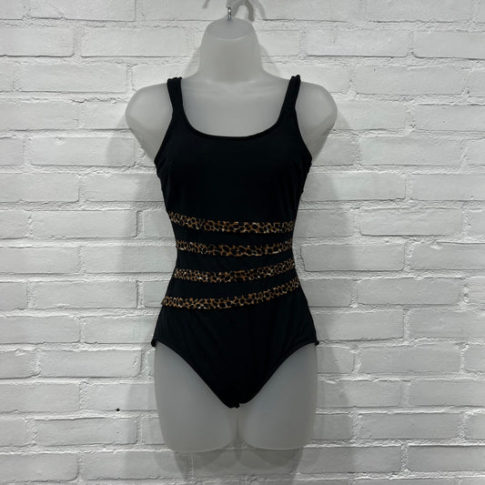 90s Leopard Striped One-Piece Swimsuit