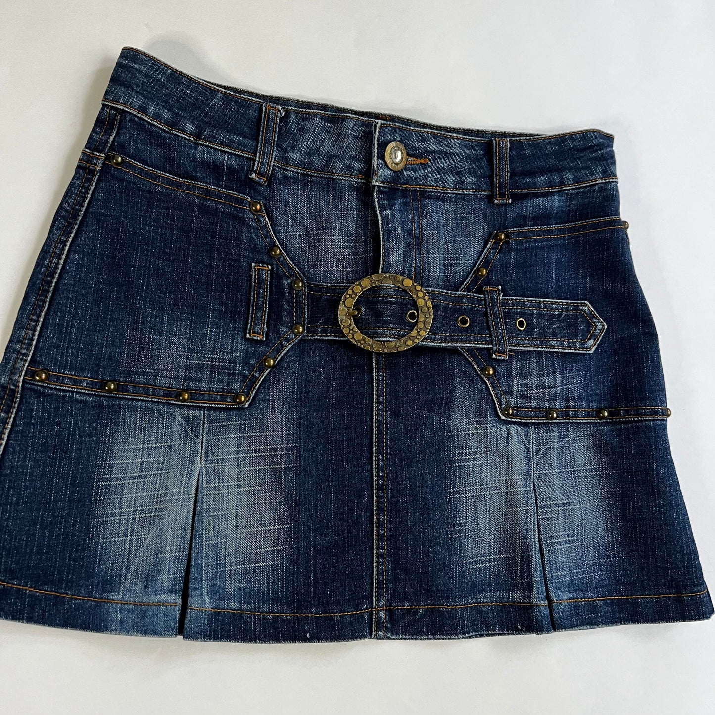 Vintage 2000s Denim Pleated Mini Skirt