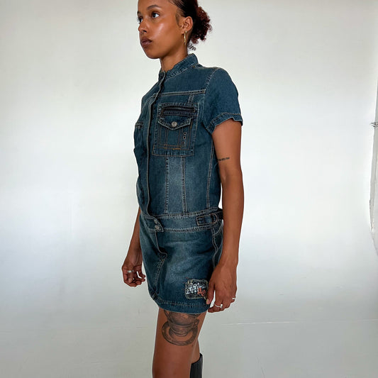 Vintage Denim Moto Dress Y2K 2000s