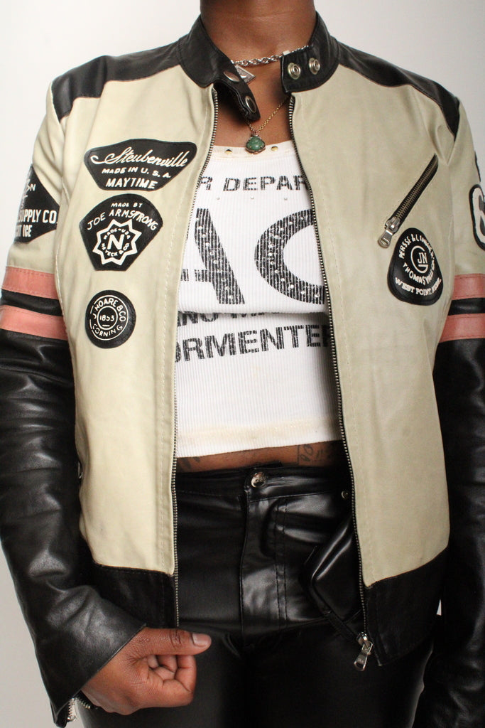 Vintage Italian Moto Leather Jacket Y2K 2000s