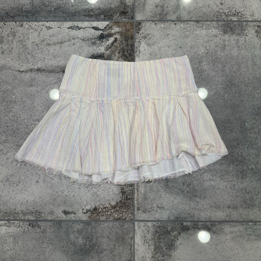 00s striped linen mini skirt