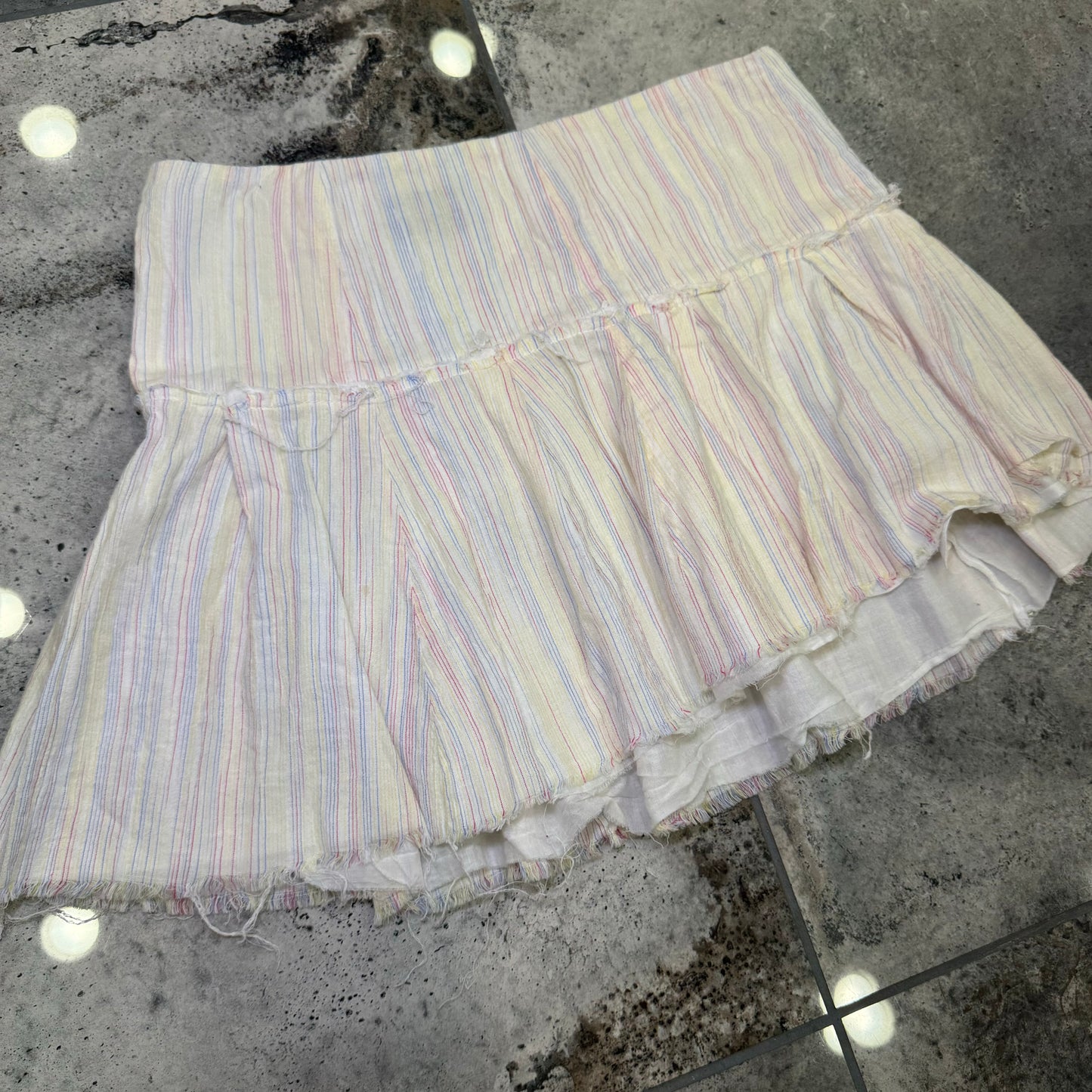 00s striped linen mini skirt