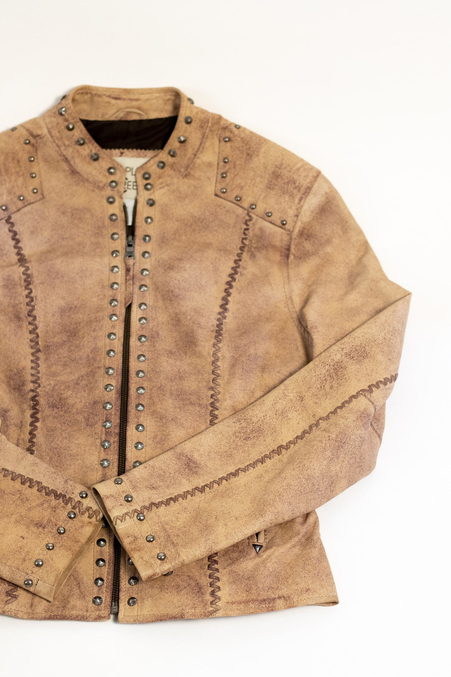 Vintage Studded Cross Leather Jacket
